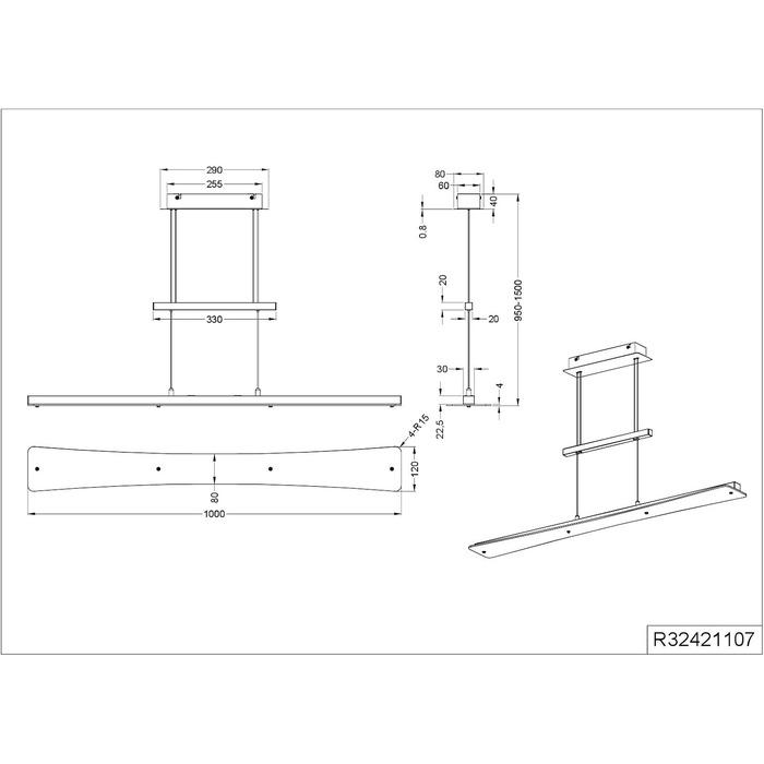 Стеля LED-підвіс Reality Leuchten Smash R32421107, матовий нікель, біле скло, 18 Вт