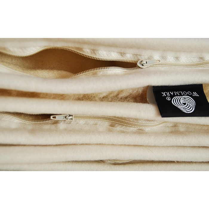 Подушка з мериносової вовни з етикеткою якості, подушка для сну, 900 г мериносової вовни, 40 x 80 см, натуральна вовна, 1 шт.