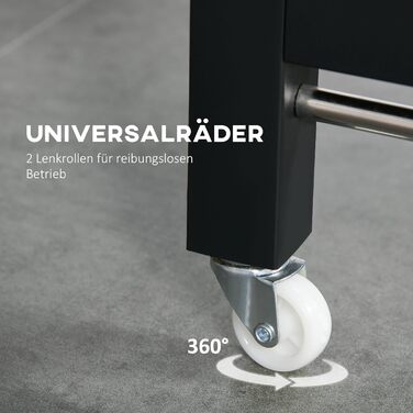 Розкладний прямокутний обідній стіл HOMCOM для 4-6 осіб на колесах, металевий обідній стіл 118 x 70 x 76,5 см, коричневий