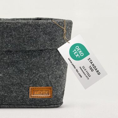 Кошик преміум-класу з фетру MIQIO Design Набір із 3 кошиків для зберігання Сертифіковано Oeko-Tex Складаний органайзер Кубоподібна коробка для кухні, вітальні, коридору або ванної кімнати Темно-сірий