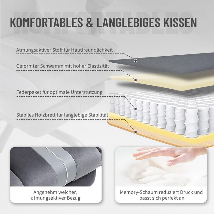 Ергономічне ігрове крісло PixelPilot Дихаюча тканина Ігрове крісло з підставкою для ніг, підголівником та поперековою опорою, ігрове ПК-крісло з широким сидінням, офісне крісло вантажопідйомністю 150 кг (Nebula I, сірий) Grey Nebula