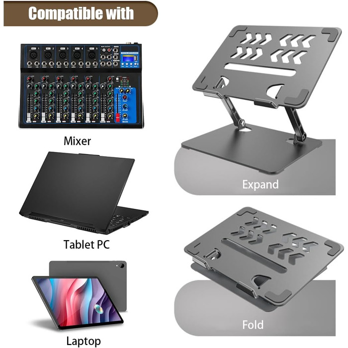 Підставка для планшета та ноутбука, регульована по висоті, з алюмінієвим тримачем, ергономічна з охолодженням, портативна настільна підставка з подвійною опорою для планшетів та ноутбуків до 17,3 дюймів