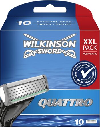 Бритвені леза Wilkinson Sword Quattro для чоловіків, 10 шт.