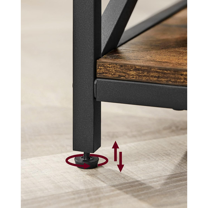 Журнальний столик VASAGLE, стіл для вітальні з регульованою висотою, журнальний столик, відкрите та приховане місце для зберігання, X-подібні стійки, 60 x 100 x (48-62) см, вінтажний коричнево-чорний LCT205B01 60 x 100 x (48-62) см Коричневий