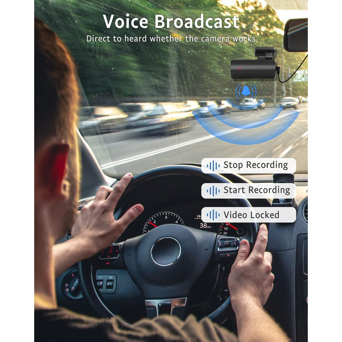 Відеореєстратор автомобільний передній, 2.5K 1600P WiFi автомобільна камера 170 ширококутна міні передня камера для автомобілів, W