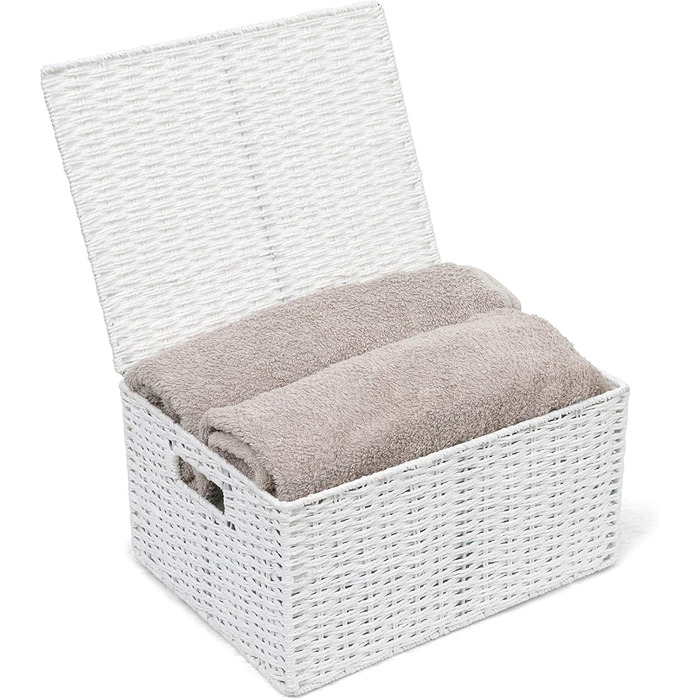 Кошик для зберігання Arpan з кришкою, виготовлений з паперу та мотузки, білий, розмір XL