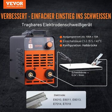 Зварювальний апарат VEVOR 220 В, 140 А ARC/Lift TIG, портативний 2-в-1 з LED-дисплеєм, функціями Hot Start, Arc Force, Anti-Stick та VRD, MMA інвертор