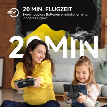 Дрон DEERC D20 з камерою HD 720P для дітей, складаний RC міні-квадрокоптер з FPV WiFi живою трансляцією, 2 батареї, тривалий час п