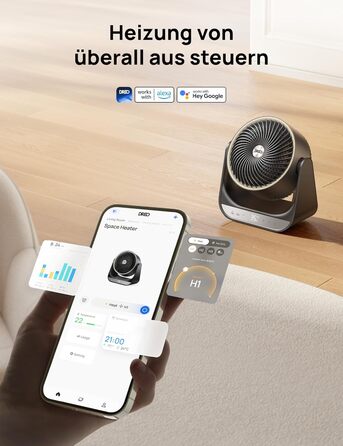 Кімнатний вентилятор-обігрівач Dreo, електричний обігрівач потужністю 2000 Вт з пультом дистанційного керування та термостатом, 7 режимів, захист від перегріву та перекидання, портативний обігрівач для всієї кімнати, чорний, обігрівач для всієї кімнати 71