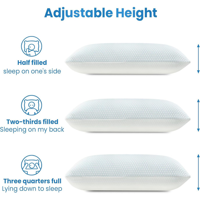 Охолоджувальна подушка UNIKOME 40x80 см, 2 шт., подушка з піни з ефектом пам&39яті, двостороння, охолоджувальна подушка холодна/тепла, знімна, синя для літа/осені, біла для зими/весни, Oeko-Tex 40 x 80 см, шестикутник 2