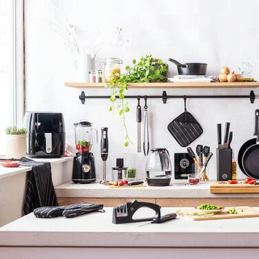 Фритюрниця MasterChef 5.5 л фритюрниця 1500 Вт, фритюрниця гаряче повітря без жиру для 4-6 осіб, фритюрниця з цифровим сенсорним екраном і 7 програмами, попередній нагрів і підтримання тепла, 80-200C 5.5 л