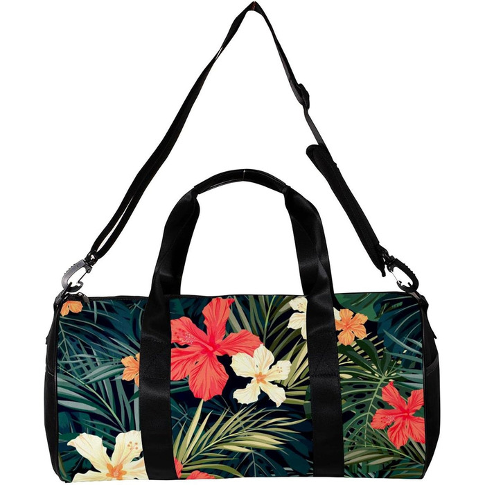 Спортивна сумка, маленька дорожня сумка, сумка для йоги, з тропічними рослинами та квітами, сумка для фітнесу на відкритому повітрі, ручна поклажа