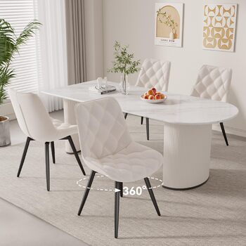 Обідній стілець, обертовий на 360 стілець з підлокітниками, м&39який обертовий стілець, ергономічний кухонний стілець, сучасна подушка сидіння з металевим каркасом для їдальні, вітальні, офісу, білий, комплект з 4 шт.