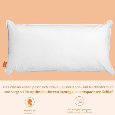 Водяна подушка Ортопедична подушка Чохол зі 100 бавовни Зроблено в ЄС Можна прати при температурі до 40 градусів 40 x 80 см, Білий 40 x 80 см 1, 190111