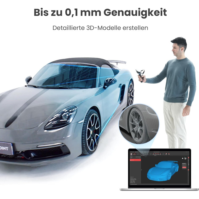 Сканер Revopoint Range 2 для 3D-друку, точність 0,1 мм, кольорова камера RGB, підтримує сканування тіла та обличчя, зворотне проек