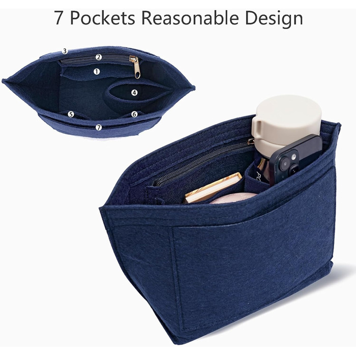 Вставка-органайзер для гаманця з фетру для сумочки Longchamp Le Pliage L (темно-синя, велика) Велика Темно-синя