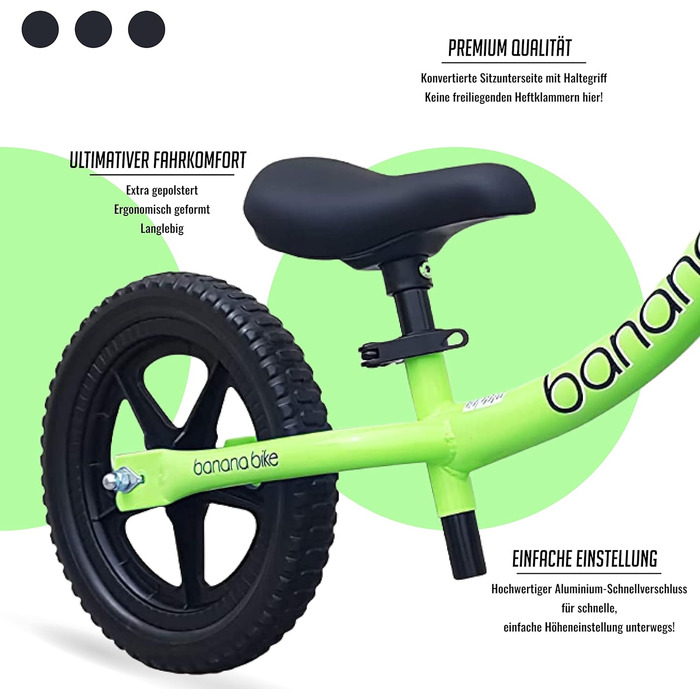 Балансирний велосипед Banana Bike LT 12 дюймів - Легкий велосипед без педалей для дітей - Регульоване сідло, кермо - Шини з захист