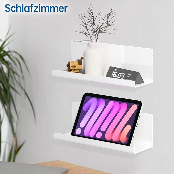 Полиця настінна Toski без свердління, полиця настінна акрилова 2 шт. и, плаваюча полиця біла 30см, кухонна полиця підвісна для при