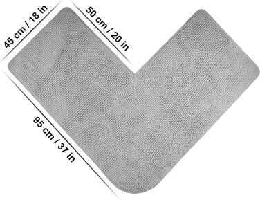 Килимок для ванної fluffy Chenille для кутових душових кабін з нековзною підкладкою (L-подібна форма Внутрішні розміри 50 x 50 см, сірий) L-подібна форма 50 x 50 см сірий