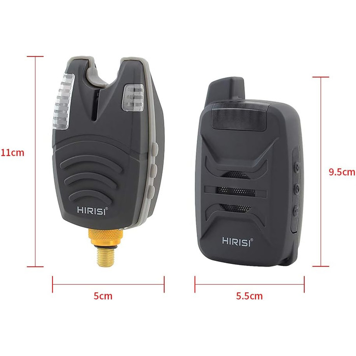 Бездротовий сигналізатор клювання Hirisi Tackle для лову коропа, водонепроникний, з вушною петлею, 200 м, комплект 14