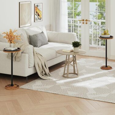 Круглий журнальний столик HOOBRO, коктейльний столик, бістро-стіл для невеликих приміщень, вітальні, спальні, рустикальний коричневий та чорний EBF168BZ01 темно-коричневий чорний