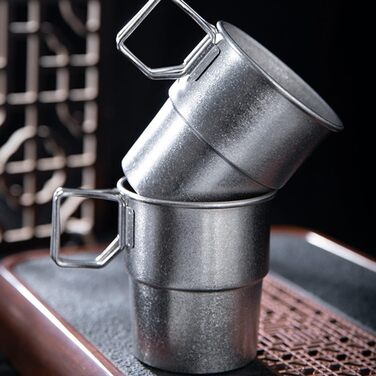 Кавова кружка Ti Coffee Mug 300 мл зі складною ручкою, що штабелюється для кемпінгу на свіжому повітрі, легка, стійка до іржі, нековзка ємність для пиття, матова