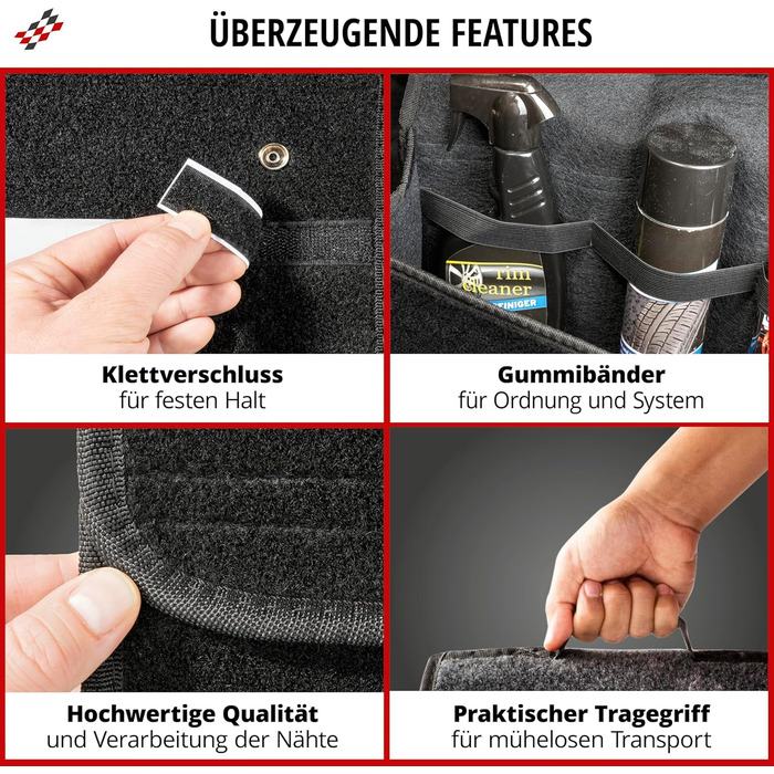 Органайзер для авто Walser, сумка для багажника, розмір S - 28x14x28 см, чорний