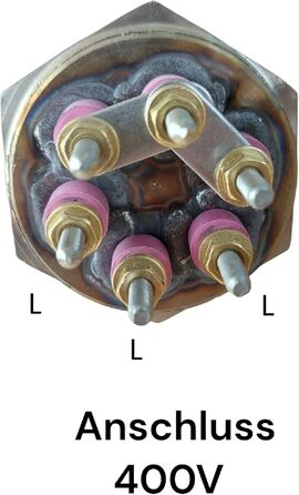 Електричний нагрівальний елемент 400 В з кришкою та захистом від натягу кабелю 3 кВт - 4,5 кВт - 6 кВт - 9 кВт - 12 кВт (6 кВт (3x2 кВт))