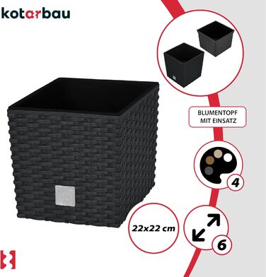 Горщики для квітів 9,8 л Висота 23 см Антрацит Пластиковий горщик для рослин з внутрішнім горщиком Набір горщиків для квітів під р