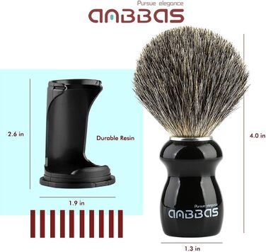 Щітка для гоління Badger Hair з чорним тримачем Anbbas Високоякісна щітка для гоління з дерев'яною ручкою ідеально підходить для чоловічого гоління (чорна)