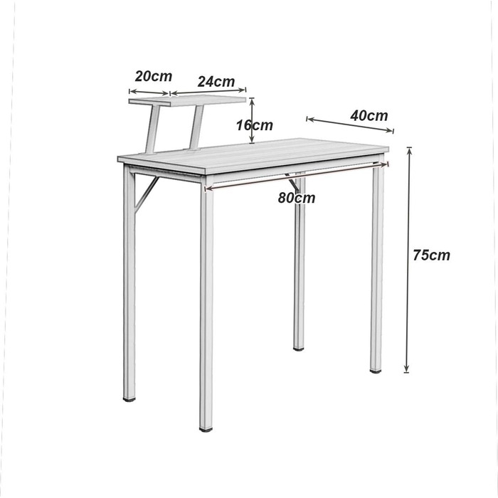 Комп&39ютерний стіл Невеликий робочий стіл Офісний стіл з дерев&39яного композиту та металевого каркасу, з підставкою, стіл для ПК та ноутбука Навчальний стіл для дому та офісу, 80 * 40 см, світлий дуб