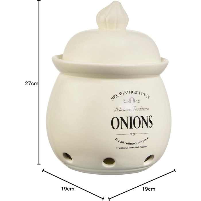 Горщик для цибулі BUTLERS Ø 19,5 см - MRS. WINTERBOTTOM&39S- Керамічна банка з кришкою в сільському стилі, вінтажний декор, кухонний аксесуар для організації та зберігання цибулі. Горщик для цибулі II