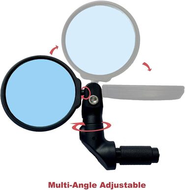 Велосипедне дзеркало Hafny, багаторівневе регулювання, HD-захисне скло, ударостійке, дзеркало для електровелосипеда, дзеркало заднього виду для велосипеда, HF-M952B-FR08 (синє скло без відблисків)