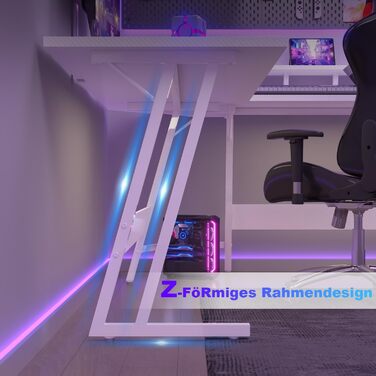 Г-подібний ігровий стіл Devoko з підставкою для монітора, кутовий стіл для геймерів, великий комп&39ютерний стіл для ПК, 150 x 130 см, вуглецеве волокно білого кольору