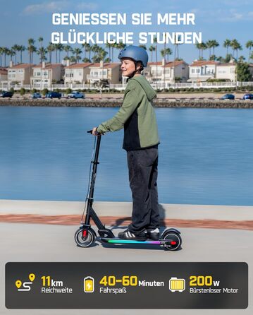 Дитячий електросамокат FanttikRide T9 Apex, 1,31,7 м, двигун 200 Вт, кольорове світлодіодне підсвічування з Bluetooth-динаміком, цифровий дисплей 12/16/20 км/год, регульована висота, складається, до 40 хвилин (без допуску типу), чорний