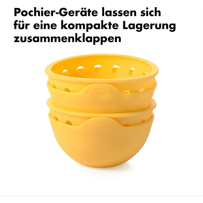 Набір OXO Good Grips Egg Poacher з 2 частин з силікону без BPA, жовтий - ідеально припущені яйця для тостів з авокадо та інший наб