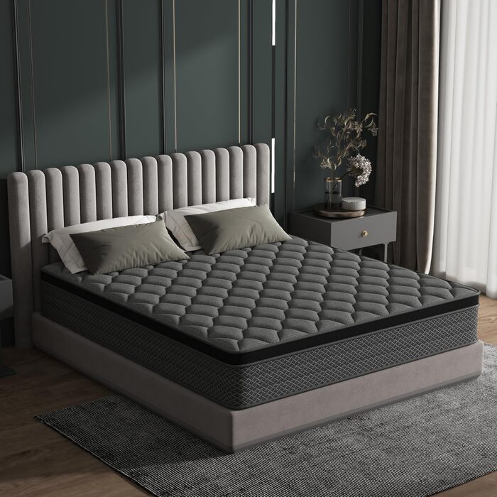 Матрац 160x200 см, підходить для ліжок з пружинним блоком, рівень жорсткості H3, підходить для дітей та дорослих, сертифікований Oeko-Tex, ергономічний 7-зонний матрац, висота 20 см, розмір EU King (160x200 см)