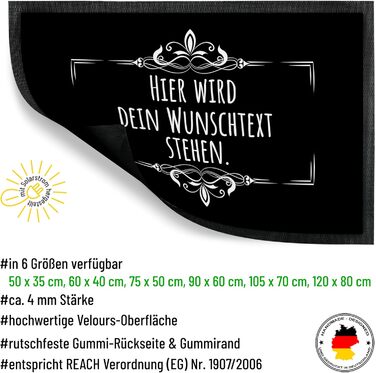 Персоналізований килимок для дверей з бажаним текстом (3 рядки) - оригінальний подарунок - нековзний килимок, що вловлює бруд, вхідний килимок, килимок для дверей для використання всередині та зовні приміщень Різдво Подарунок на новосілля (Чорний 50x35см)