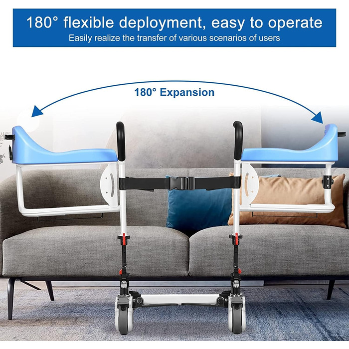 Портативний підйомник для пацієнтів додому з розділеним сидінням для перенесення на 180 - ідеально підходить для людей похилого віку, інвалідів та лікарень Інвалідні візки для ванної кімнати