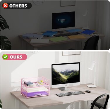 Органайзер для канцелярського приладдя Marbrasse, 3-рівневий органайзер для канцелярського приладдя з ручкою, сітчастий органайзер для файлів формату A4, канцелярське приладдя (рожевий) 36 x 28 x 20 см рожевий