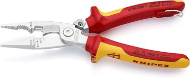 Інсталяційні кліщі KNIPEX для електромонтажу, хромовані, ізольовані, 13 96 200 T