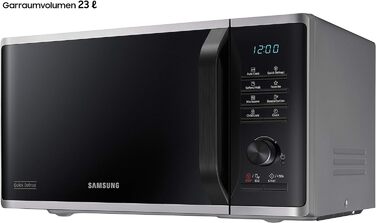 Мікрохвильова піч Samsung MS2AK3515AS/EG, 800 Вт, простір для приготування їжі 23 л, ширина 48,9 см, внутрішня частина керамічної емалі, стійка до подряпин внутрішня частина, програми розморожування QuickDefrost, сріблястий мікрохвильова піч 23 л срібло