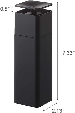 Баштовий дозатор мила під тиском, чорний, смола PETG/поліпропілен/поліетилен/силікон, мінімалістичний, 5,5 x 5,5 x 18,5 см, 5214