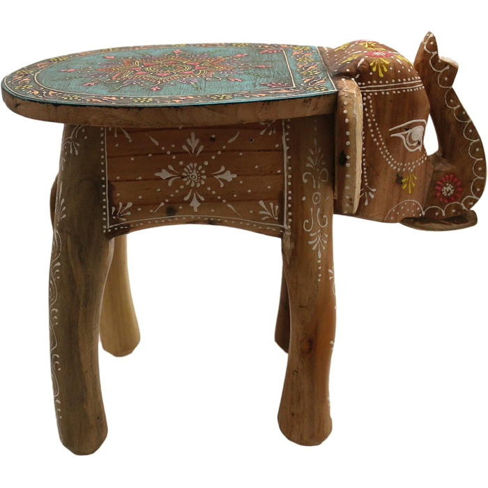 Табурет Gall&Zick Слон ручної роботи Бірюзовий дизайн мандали, дерево манго, приблизно 30 28 42 см декоративний журнальний столик/табурет кольору бірюзи