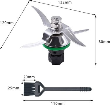 Ніж HAPPOW сумісний з Vorwerk Thermomix TM5 і TM6, заміна ножа на 4 леза, ніж блендера ультрагострий з нержавіючої сталі, в т.ч. 1 щітка для чищення, аксесуари для запасних частин ножа для вашого кухонного комбайна