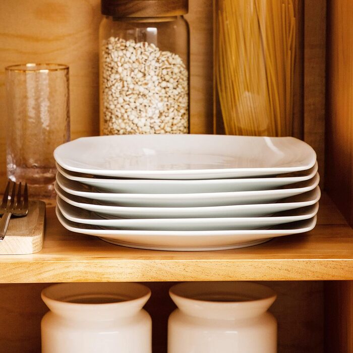 Серія Julia, Набір тарілок на 6 персон Сучасна, Біла порцелянова обідня тарілка з 6 предметів, Маленька обідня тарілка 24,8 см Обі
