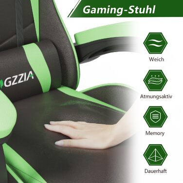 Ергономічне ігрове крісло, ігрове крісло з підголівником та поперековою опорою, регулювання висоти та нахилу від 90 до 135, комп&39ютерне крісло для підлітків, хлопчиків та дівчаток (чорне/зелене) Базова модель чорного/зеленого кольору