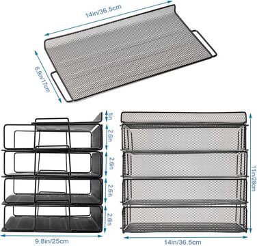 Штабельований лоток для листів з 4 ярусами, штабельований, з настільною підставкою, папкою, папкою, листами, папером, металевими настільними лотками, чорний