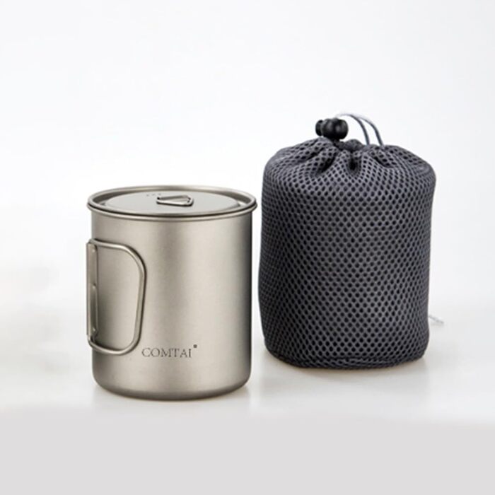 Набір посуду для каструлі, чашки, жорсткого простору, титановий, дорожній рюкзак, похідний, 300 мл (з кришкою та без маркування об&39єму)