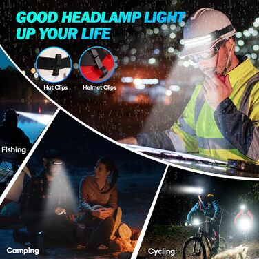 Акумуляторний світлодіодний налобний ліхтар, 2 шт., 2000 люменів, суперяскравий широкий кут білого світла 230 з сенсором, акумулятор 1500 мАг, водонепроникний IPX5, легкий налобний ліхтар вагою 0,14 фунта для кемпінгу, бігу, походів